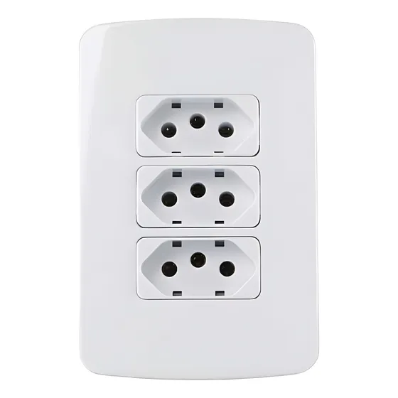 3 Tomada Conjunto Completo Embutir Kit 2 Peças 4x2 Margirius
