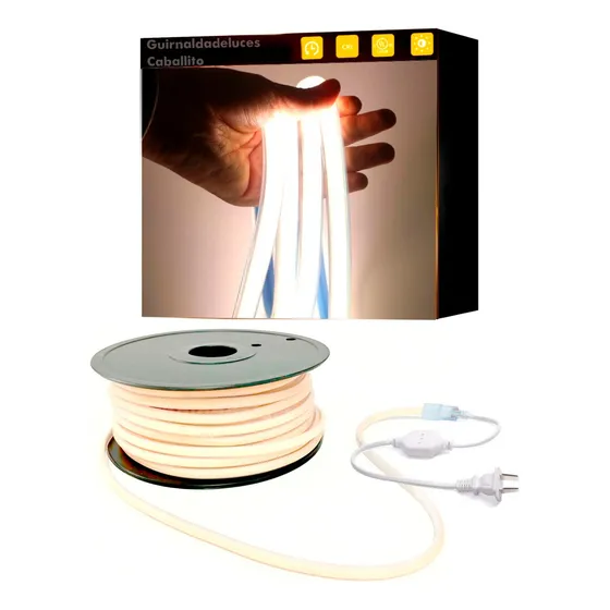 Tira Led Calida 3 Mts Neon Flex Cob 220v Siliconada Flexible Luz Blanco Cálido