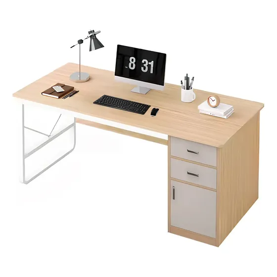 Escritorio Con Cajones 100cm Gabinete Pata Metálica Oficina Vidita Color Blanco\u002FOlak | Cuotas sin interés