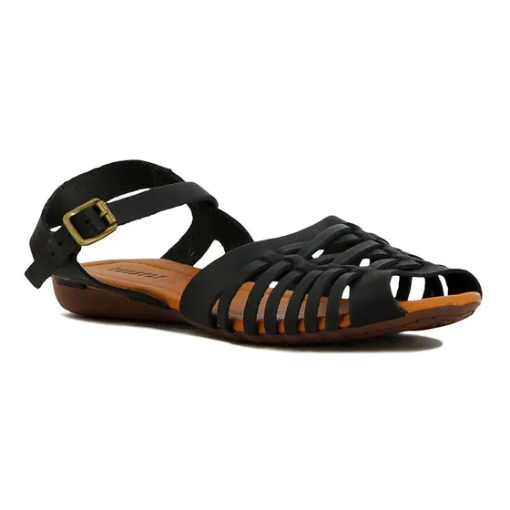 Country Sandalia Casual De Mujer Cuero S/baja Tiras Cruzadas