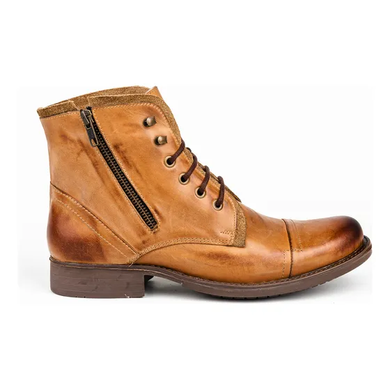 Borcego Cuero Engrasado Con Cierre Ykk Hombre Artesanal