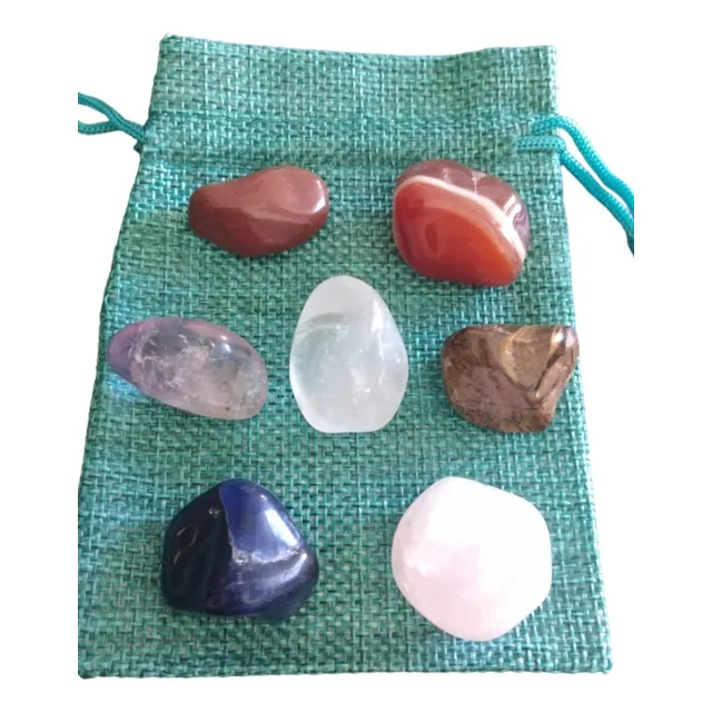 Set 7 Piedras Naturales Con Bolsita Para Llevar Todas Juntas