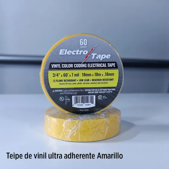 Teipe De Color Amarillo De Vinil 3/4inx60ft