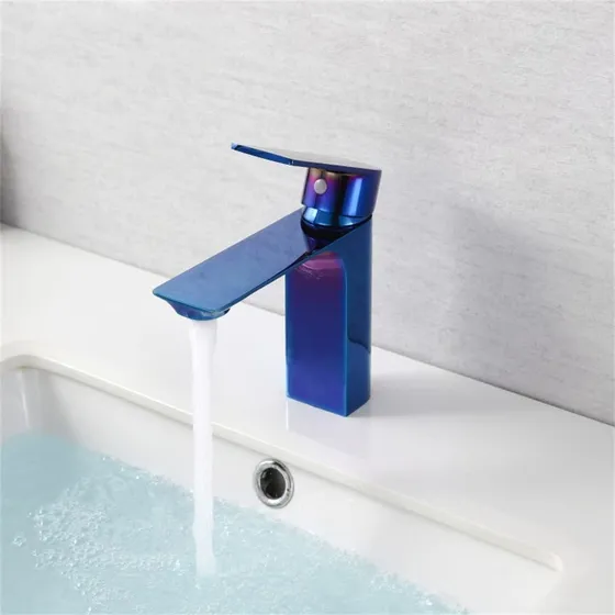 Grifo Lavabo Para Baño Fregadero Azul Frio Especial Laton :
