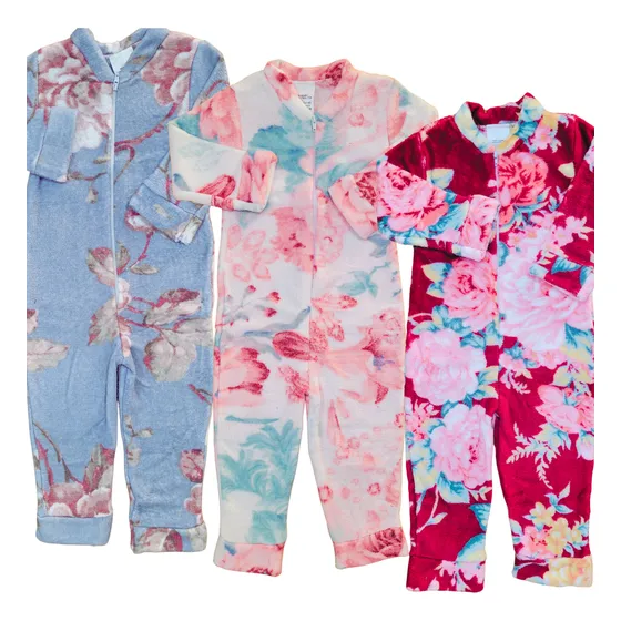 Kit Macacão Fleece Menina 3 Unidades 468 Conforto Para Frio