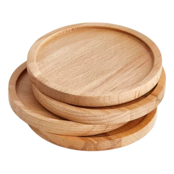 Set 4 Porta Vasos En Bambú Madera Natural Decoración