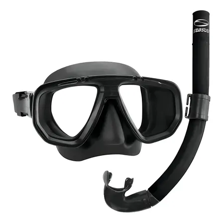 Kit Mergulho Seasub Dua Máscara Preta E Snorkel Adultos