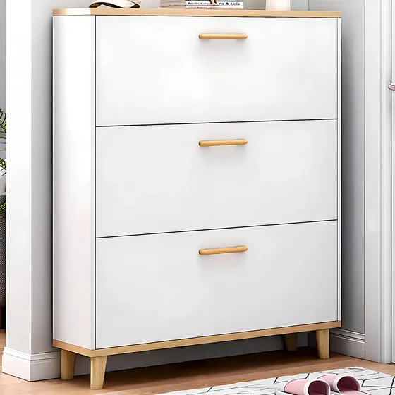 Zapatero Organizador Con 3 Puertas Y 2 Filas, Blanco/oak Color Blanco