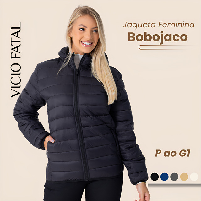 Jaqueta Feminina Puffer Bobojaco Capuz Com Nylon Impermeável Jaqueta Feminina Puffer Bobojaco Capuz Com Nylon Impermeável