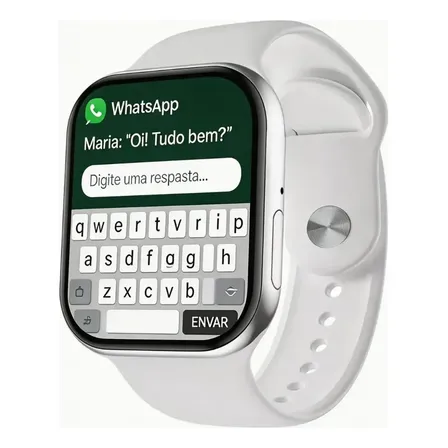 Smartwatch W11 Mini Série 11 Pro Gps + Chamadas Lançamento Prateado Branco