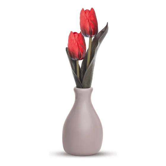Arranjo de Flores Artificiais com Vaso De Cerâmica para Sala ou Escritório Tulipa Artificial Visual Natural, Ideal para Ambientes Internos, Antialérgico - Presente Criativo, Durável e Cheio de Carinho