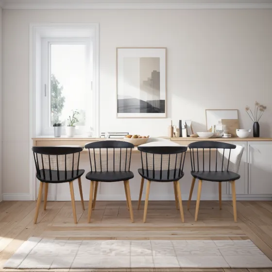 Sillas Modernas Comedor Nordicas Marina Windsor Pack 4 Ct Estructura de la silla Negro Diseño de la tela No posee