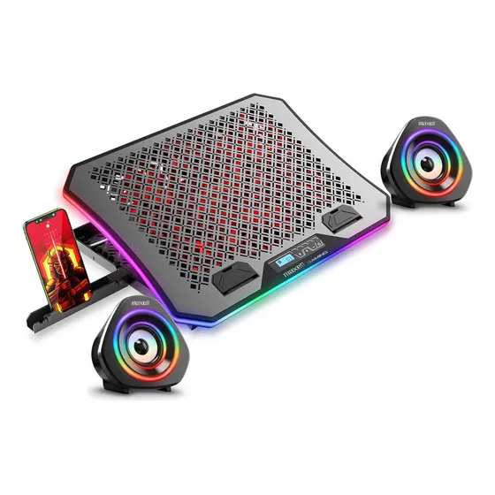 Base Refrigerante Maxell Gamer + Parlantes Maxell Gamer Led