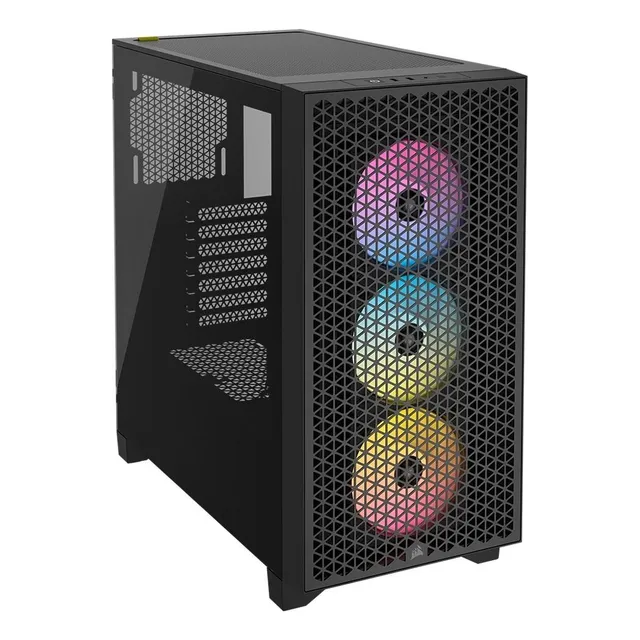 Funda Corsair Series 3000d Airflow Gamer, color negro, cristal templado