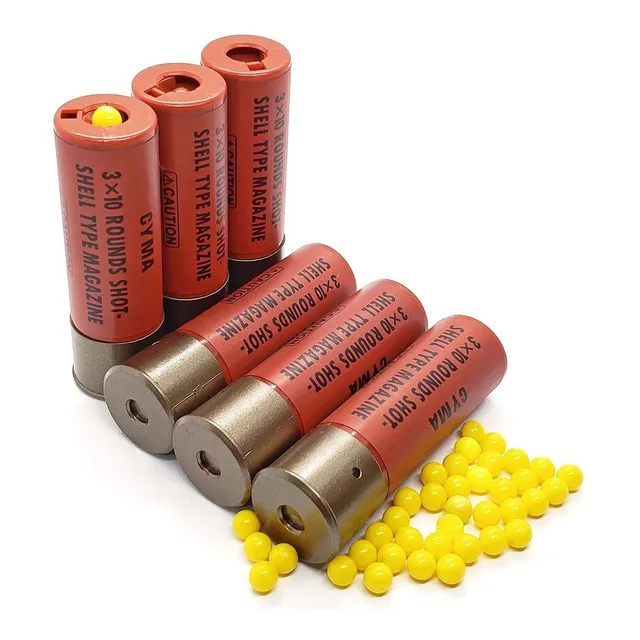 Kit 6 Cartucho 30 Bb's Magazine Shell Shotgun Cyma Airsoft