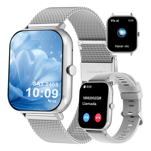 Reloj Inteligente Mujer 1.83 Bluetooth Llamada Smartwatch Hombre Voz Watches Impermeable Información Relojes Sueño Cardíaco Deportivo Doble Correa