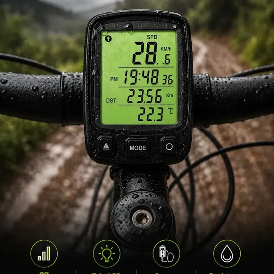 Ciclocomputador Bike Velocimetro Digital Com Fio Lcd Backlight 27 Funções Hodometro Temperatura Relogio Bicicleta Mtb Speed