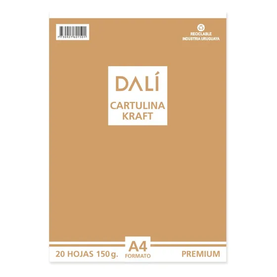 Paquete Cartulina Reciclada Kraft A4 20 Hojas 150 Gr Color Marrón Claro