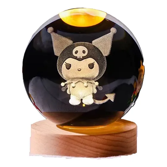 Lampara Adorno Esfera De Cristal 3d, 8cm Usb Luz Led Cálida