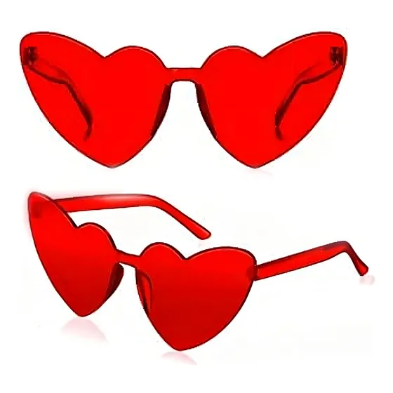 ¡ Gafas Fashion Party De Corazón Sol Rimless Moda Colores !! Lente Rojo Varilla Rojo Armazón Rojo Diseño Corazón Design