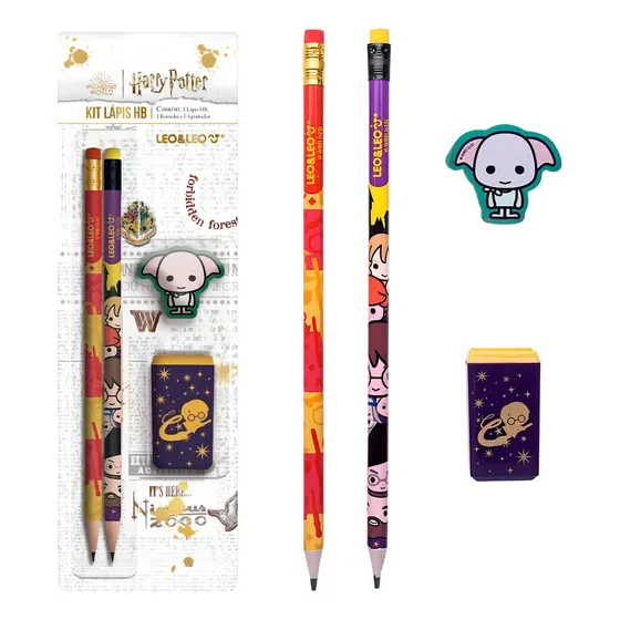 Kit Lápis Hb Com Apontador E Borracha Do Harry Potter - Leo Cor da marcação Preto Leonora