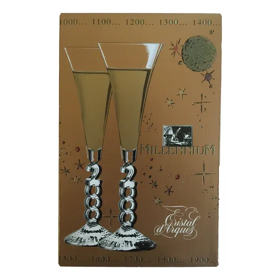 2000 cristal D 'arque Millennium Champaña Conjunto 2 vaso