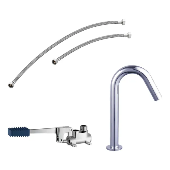 Set Válvula De Pedal Aya Agua Fría Cromada Metálica