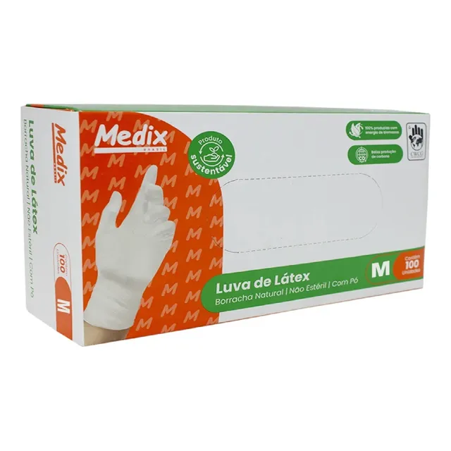 Kit 10 Luva Descartável Látex Com Pó 1000 Unidades Medix
