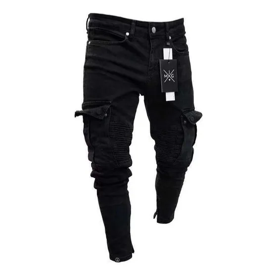 Vaqueros Pitillo Rotos De Hombre Pantalón Vaquero Negro  [u]