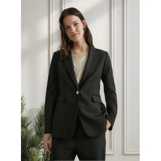 Americana De Traje Con Botonadura Sencilla Mujer Negro Tommy Hilfiger