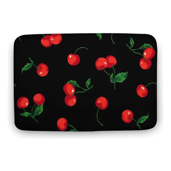 Alfombra Baño Negra Cereza Roja Bonita Gruesa Ultrasuave