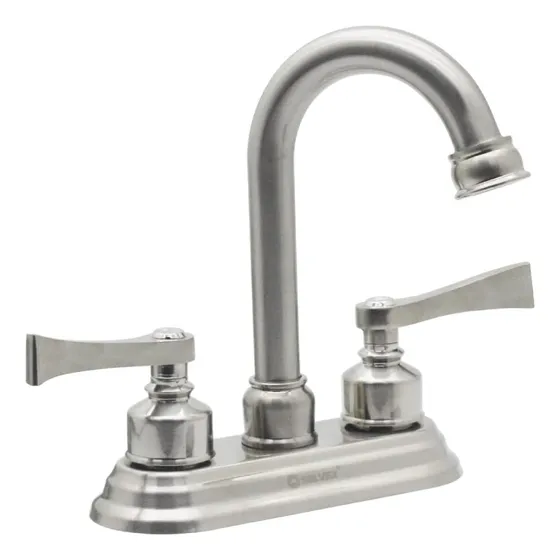 Llave Para Lavamanos Doble Manilla Satinada Acero Griven