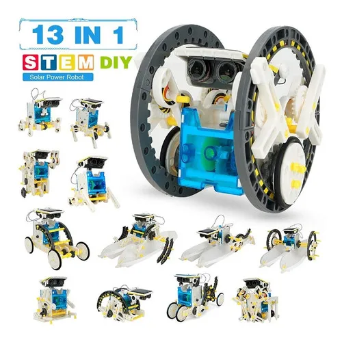 Robot de energía solar 13 en 1, kit de robótica educativa, color blanco, personaje de robot solar