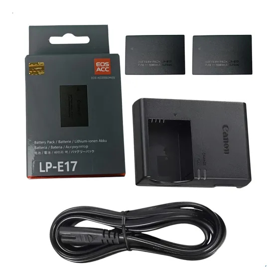 2 Bat Batmax + Carregador Lp-e17 Canon T6s T6i T7i Sl2 Sl3