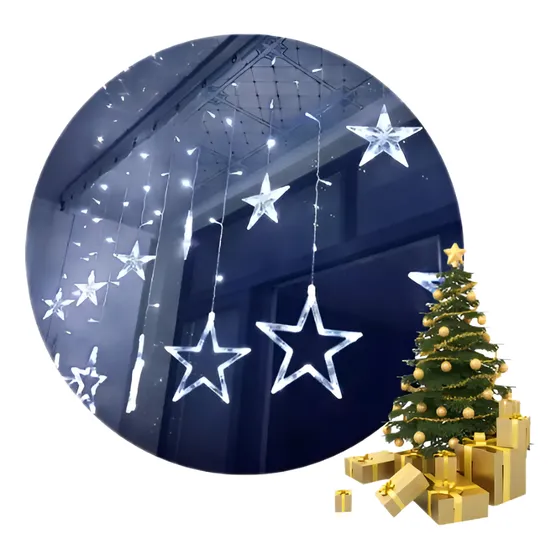 Luces De Navidad Cortina Luz Decoracion Navideña Led Estrell