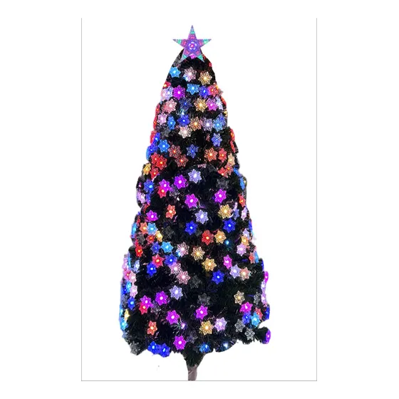 Pino De Navidad Iluminado Con Adornos Fibra Optica 60cm Color Copos De Nieve, Multicolor 7 Colores