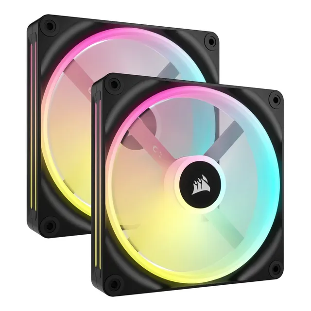 Kit De 2 Ventiladores Corsair Icue Link Pwm Qx140 Rgb, Negro Rgb