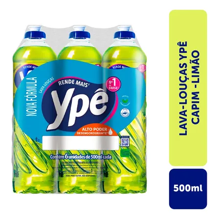 Kit Com 6 Detergentes Líquidos Capim Limão 500ml Ypê