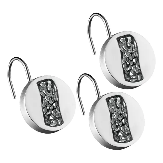 Dwellza Juego 12pz Gancho Cortina Baño Decorativo Gris Plata