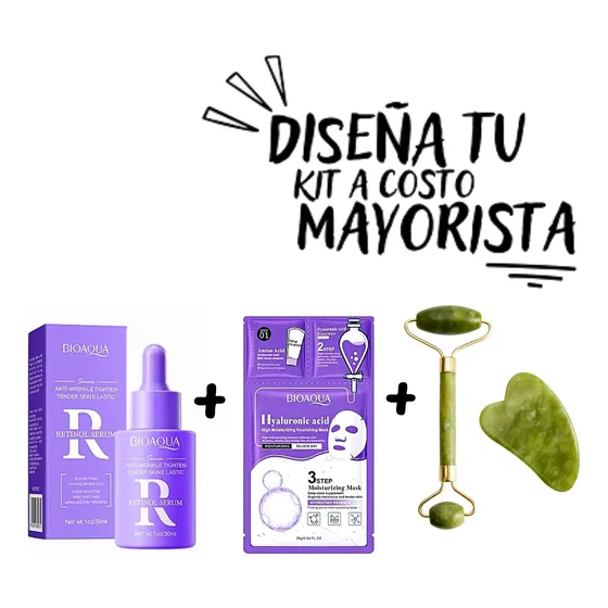 Kit Serum Facial Retinol Acido Hialuronico Gua Sha Bioaqua