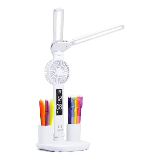 Luminária Mesa Abajur Articulável Escritório Com Ventilador