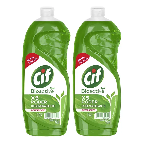 Detergente Limón Verde Bio Active Cif 750 Ml X 2 Unidades