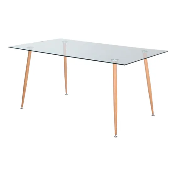 Mesa Rectangular De Vidrio Para Comedor Iriarte 120 Cm Color de las patas Marrón claro Alas Design