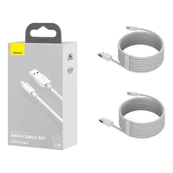 Kit C/2 Cabos Reforçados Usb Lightning Baseus 1,5m iPhone