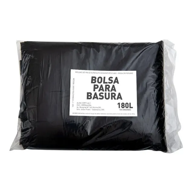 Bolsa Para Basura De 180 Litros Con 2 Micras De Espesor