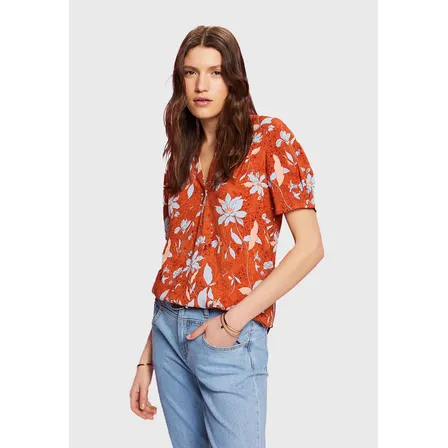 Blusa Estampado Floral Y Cuello V Mujer Esprit 033ee1f321