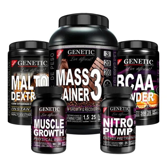Combo Anabol 5 Whey Gainer Muscle Max Bcaa Arginina Glucosa Sabor Chocolate