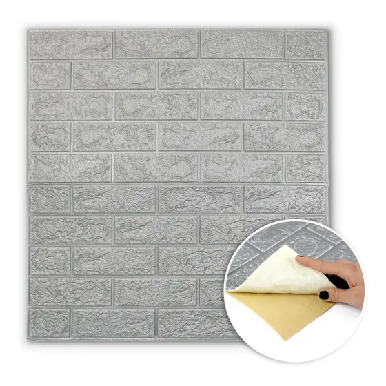 Panel 3d Autoadhesivo Placa X5 Decoración Vinílico 70x77cm Color Ladrillos Vista Gris