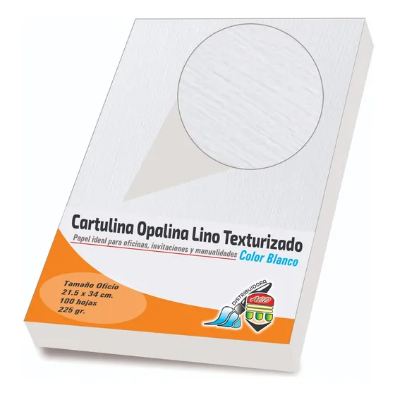 Opalina Cartulina Tela Texturizada Blanca 225g Tamaño Oficio