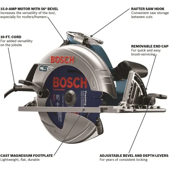 Sierra Circular Marca Bosch 7-1/4 . Modelo Cs10. 15 Amp.